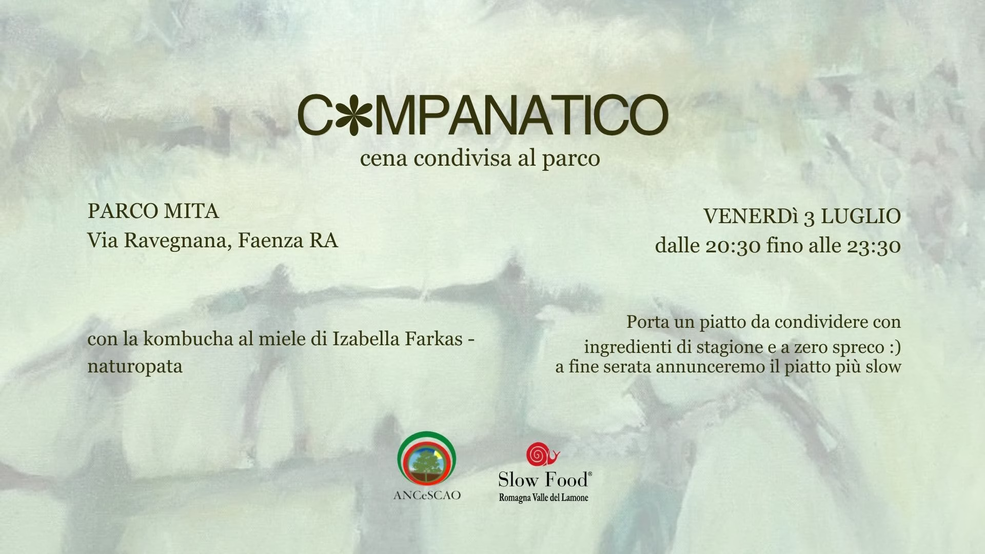 Companatico: cena condivisa al parco - 3 luglio 2026