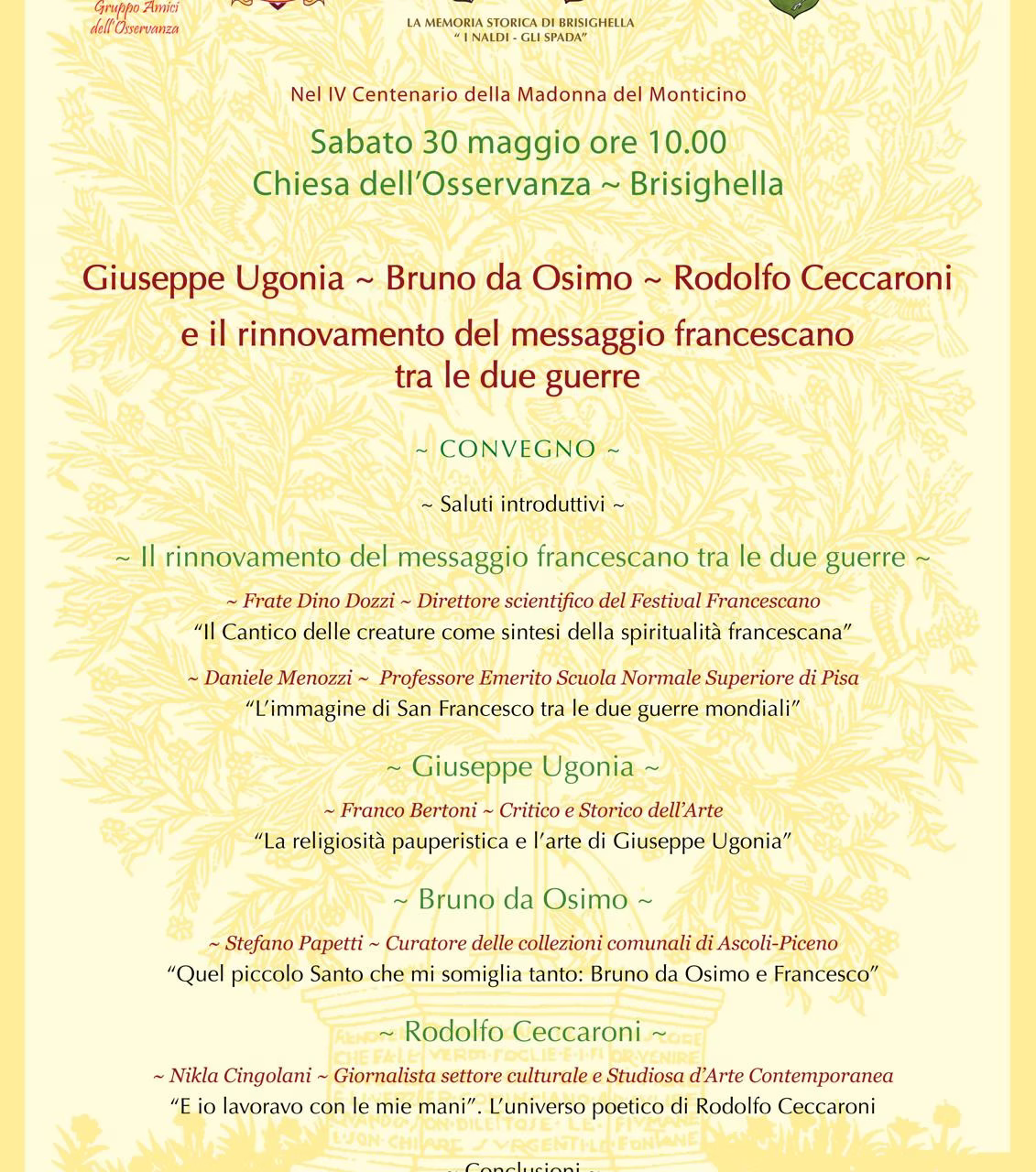 Convegno Giuseppe Ugonia Bruno Da Osimo Rodolfo Ceccaroni E Il Rinnovamento Del Messaggio Francescano Tra Le Due Guerre Br 8076