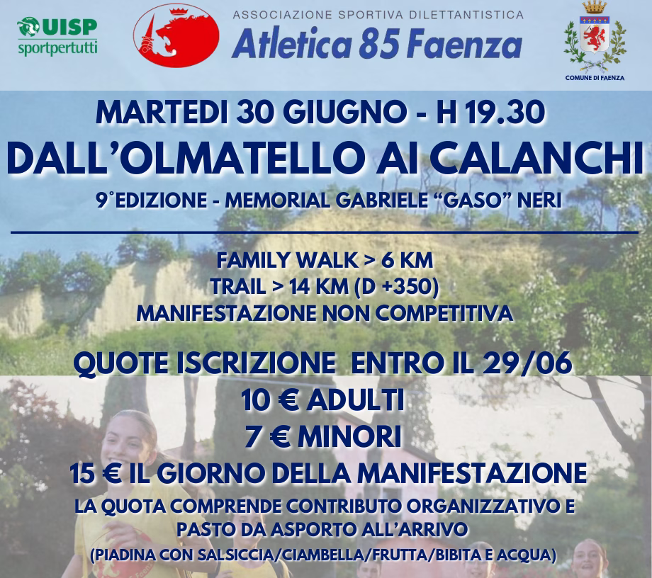 Dall'Olmatello ai Calanchi 2026 - 9° Memorial Gabriele "Gaso" Neri