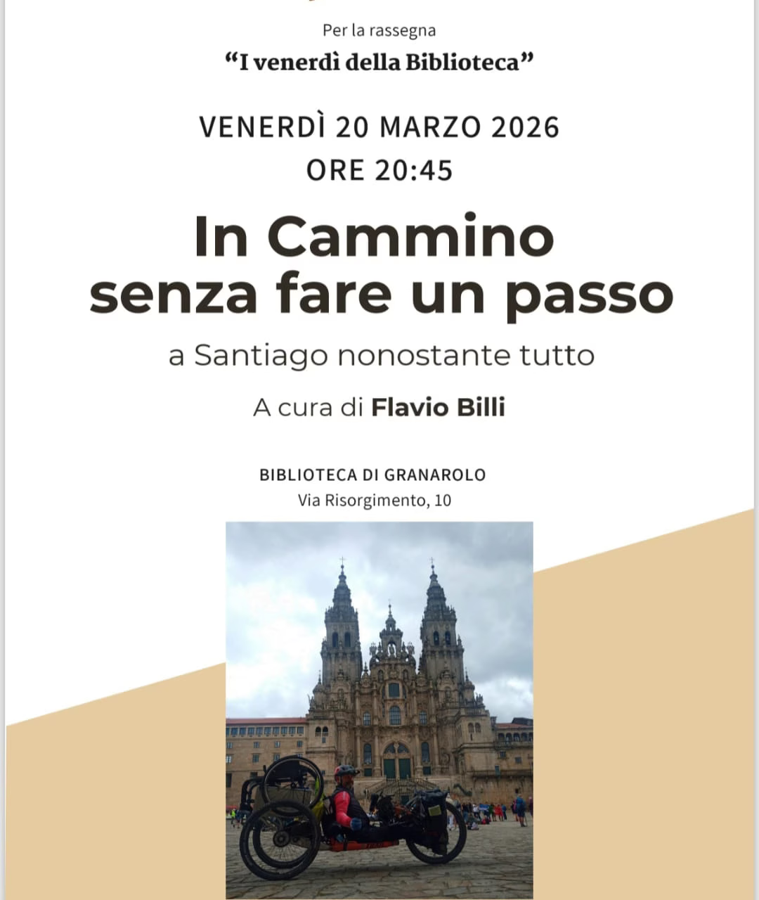 In cammino senza fare un passo Incontro con Flavio Billi - 20 Marzo 2026