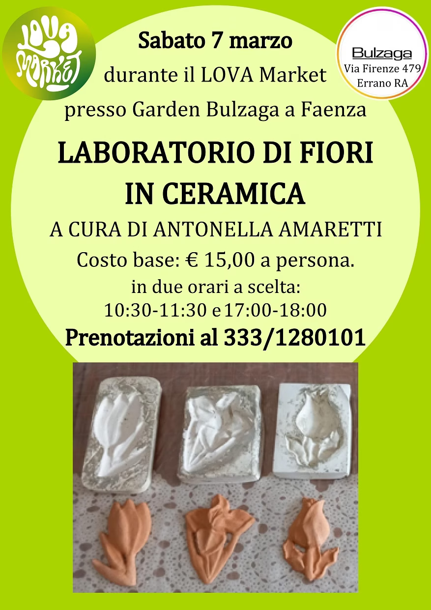 Laboratorio di fiori in argilla al LOVA Market - 7 marzo 2026